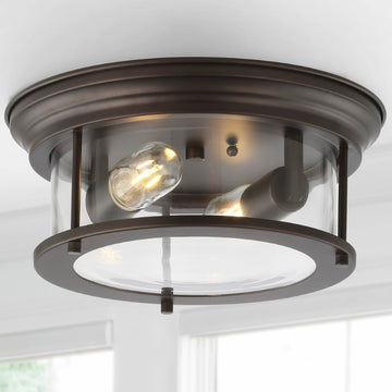 Lauren 13.25" Metal/Glass LED Flush Mount - JONATHAN Y